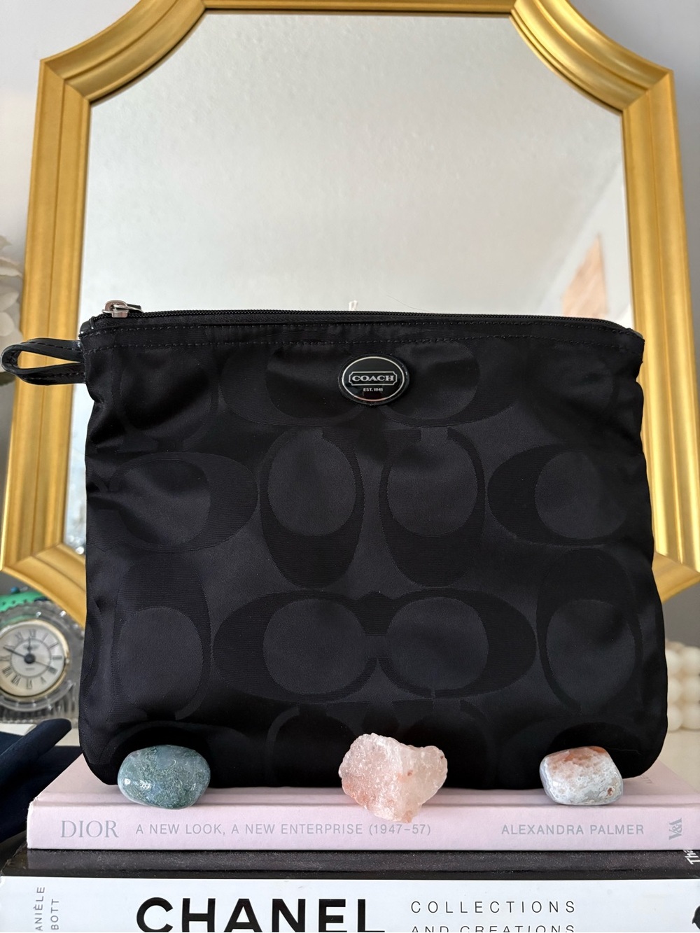 Black Signature Zip Pouch